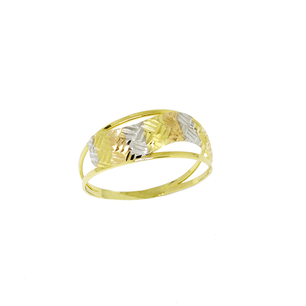 Anel Onda Tricolor em Ouro 18 Kilates � 25373